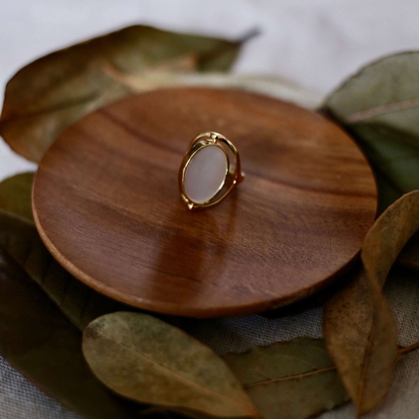 Double-sided mother-of-pearl ring