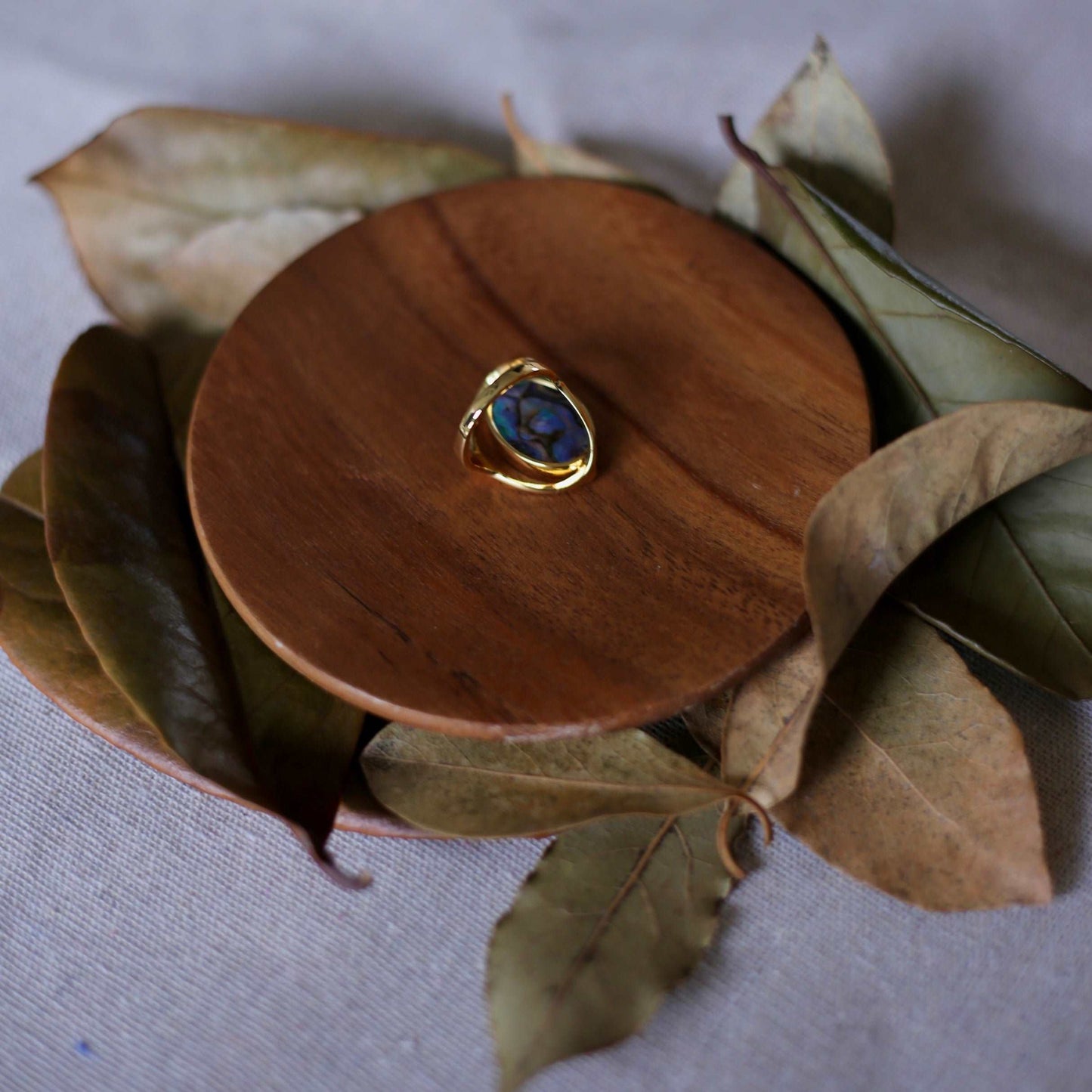 Double-sided mother-of-pearl ring