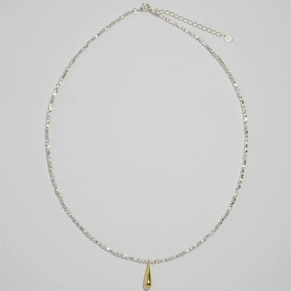 S925 Gold Drops Crushed Silver Necklace