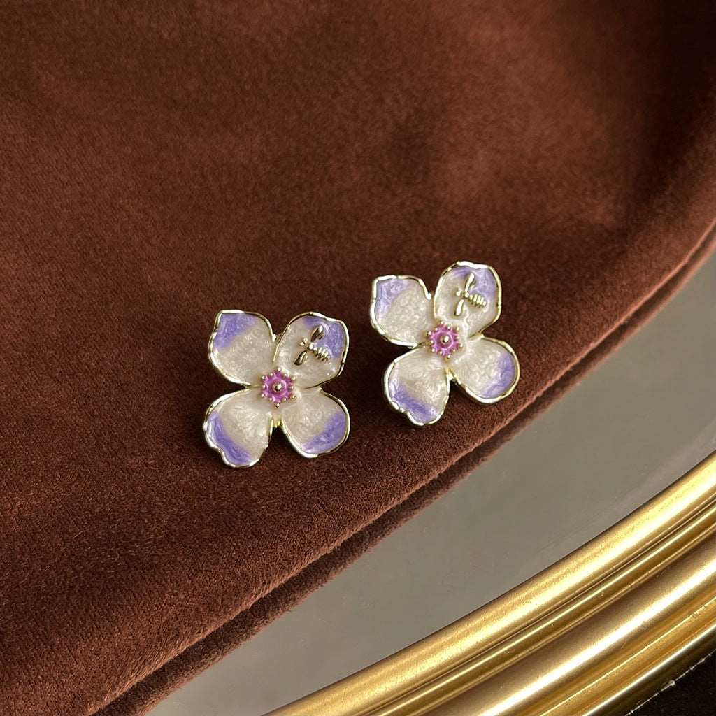 Purple Flower Lucky Earrings