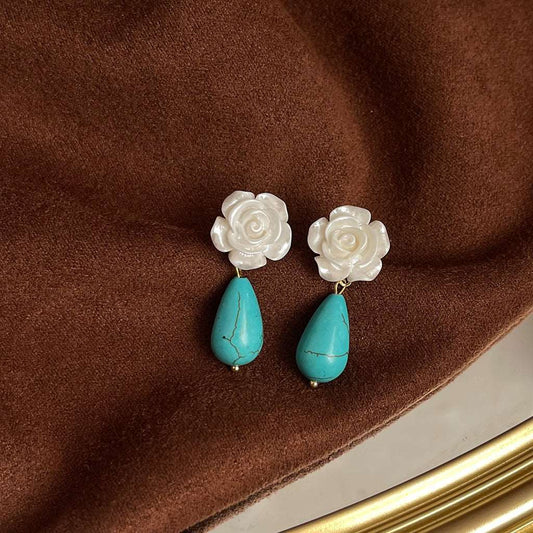 Camellia Turquoise Dangle Earrings