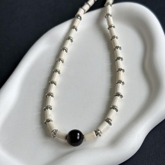 White Turquoise Slouchy Necklace - 48cm+5cm